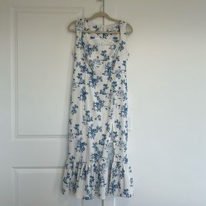 Rihoas Sleeveless Blue White Porcelain Design Dress Medium